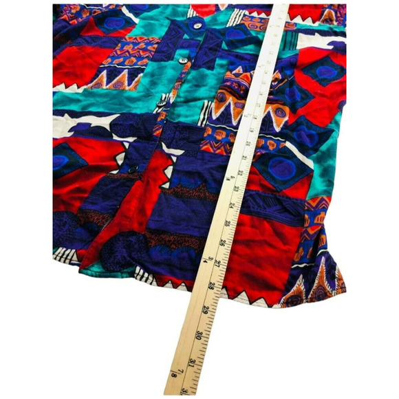 Laura Katherine Womens 100% Rayon Button Front Blouse Aztec Multicolor 18W/38 - Picture 7 of 8